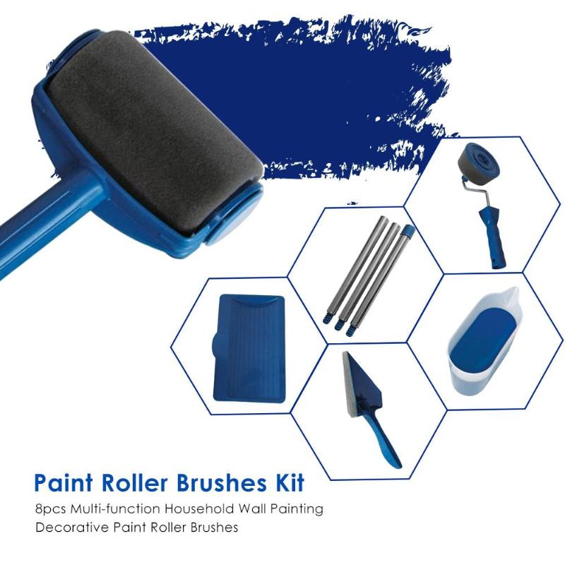8 stuks Multi-functionele Muur Decoratieve Verf Roller Hoek Borstel Handvat Tool DIY Huishoudelijke Gebruik Muur Verf Roller Schilderij borstel