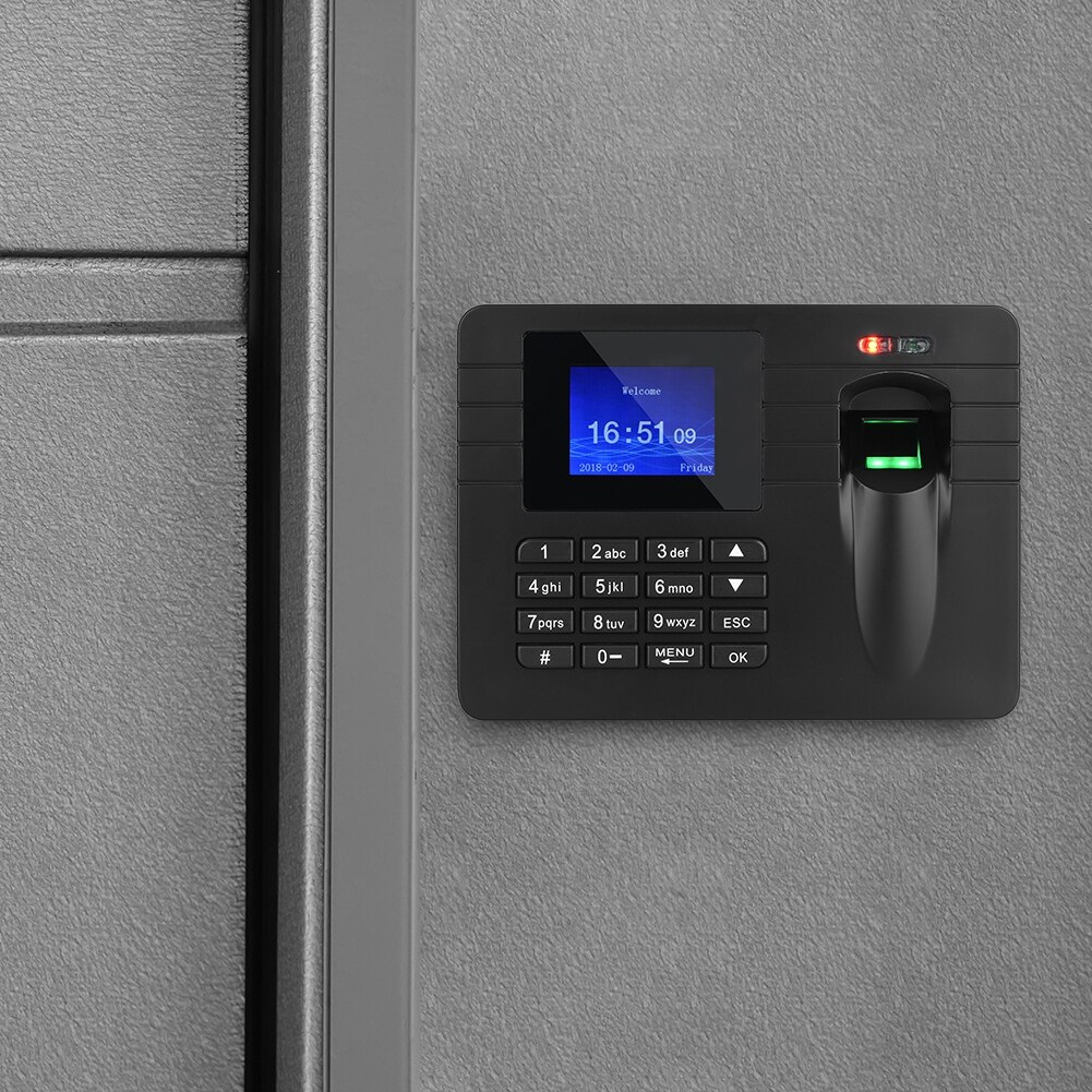 2.4in TFT LCD Screen Fingerprint Time Clock Recorder Employee Attendance Machine Smart Card System Security Protection