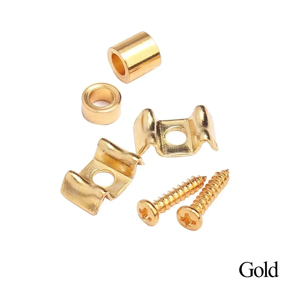 1 Pair Of String Holders Electric Gold/black/chrome Guitar String Holder With Screws Electric Guitar String Buckle Instrument: Gold