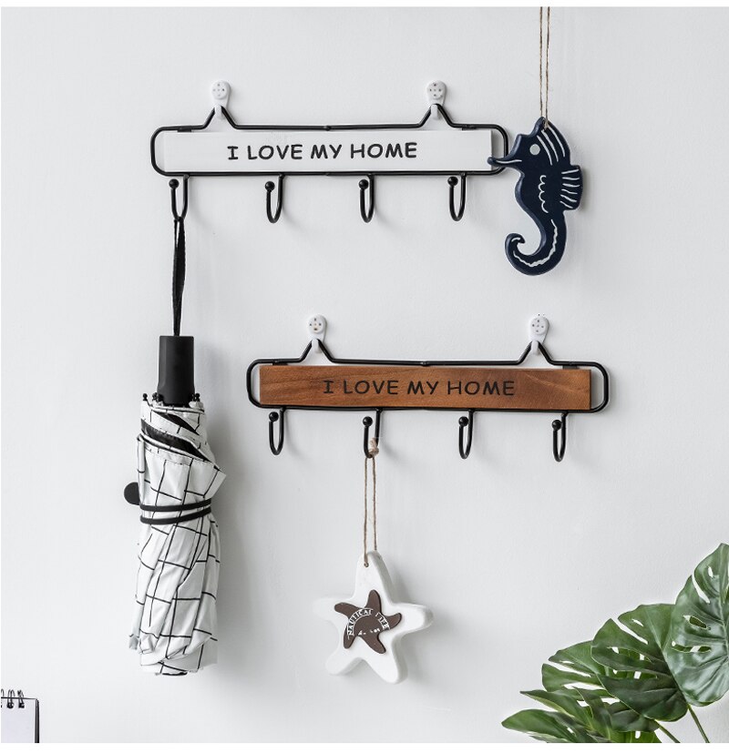 Rack Hooks 3 Size Modern Silplicity Style Wooden Wall-mounted Shelving Hook Storage Rack Home Decorative Hook Key Hook Coat Rack
