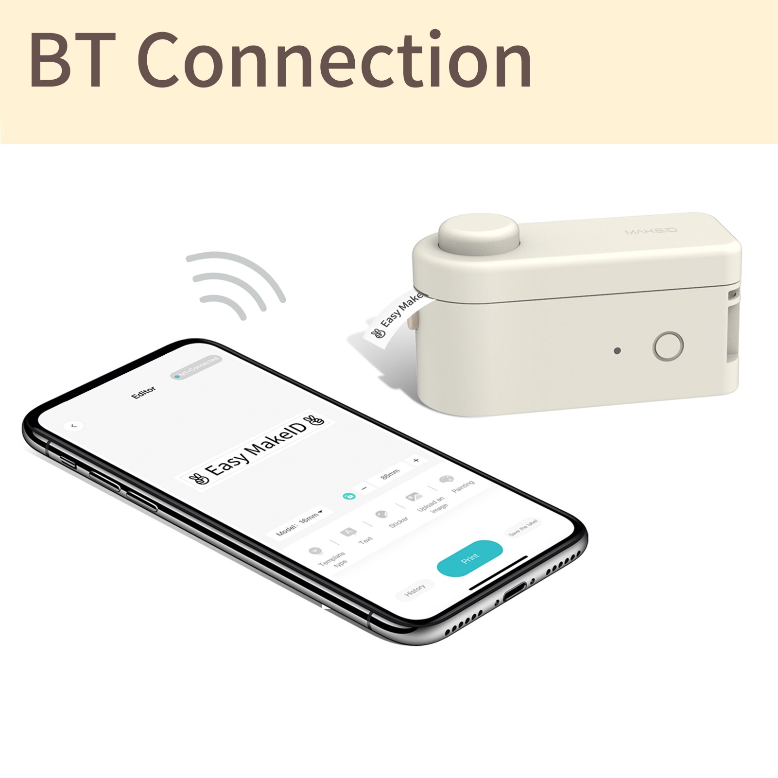 MAKEID Label Maker Portable Mini Pocket Printer Thermal Label Printing Machine Wireless BT Connection Inkless Printing Sticker