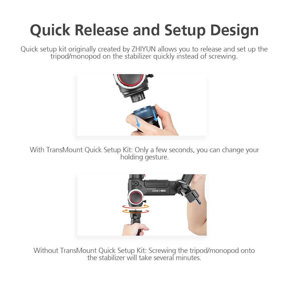 Zhiyun crane 3 lab transmount hurtigoppsettsett for zhiyun crane 3 lab/zhiyun weebill lab