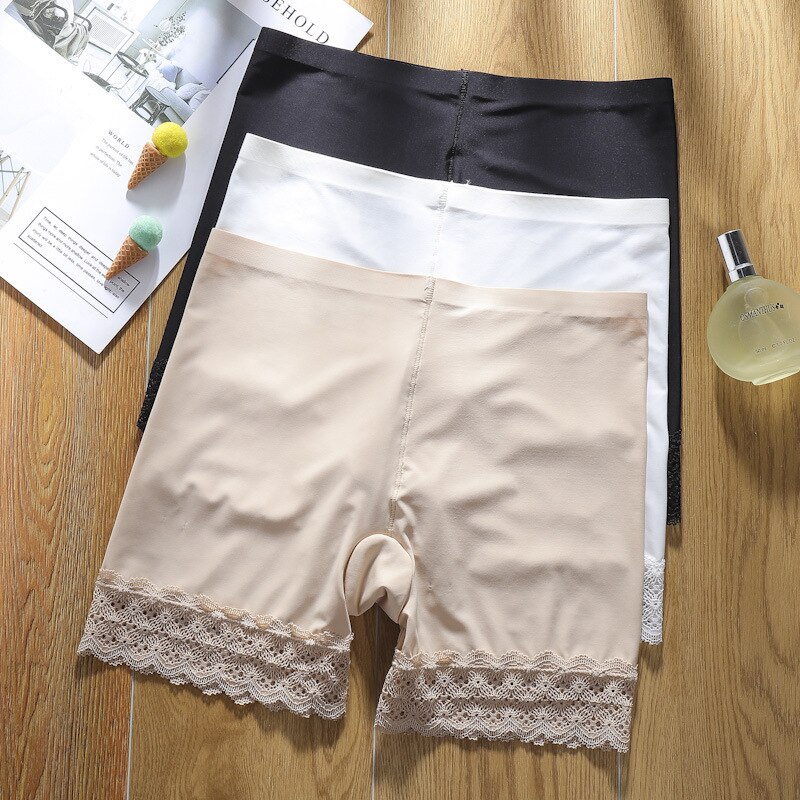 Linbaiway Women's Safety Shorts Summer Seamless Comfortable Breathable Soft Lace Safety Pants Shorts Female Lace Underwears