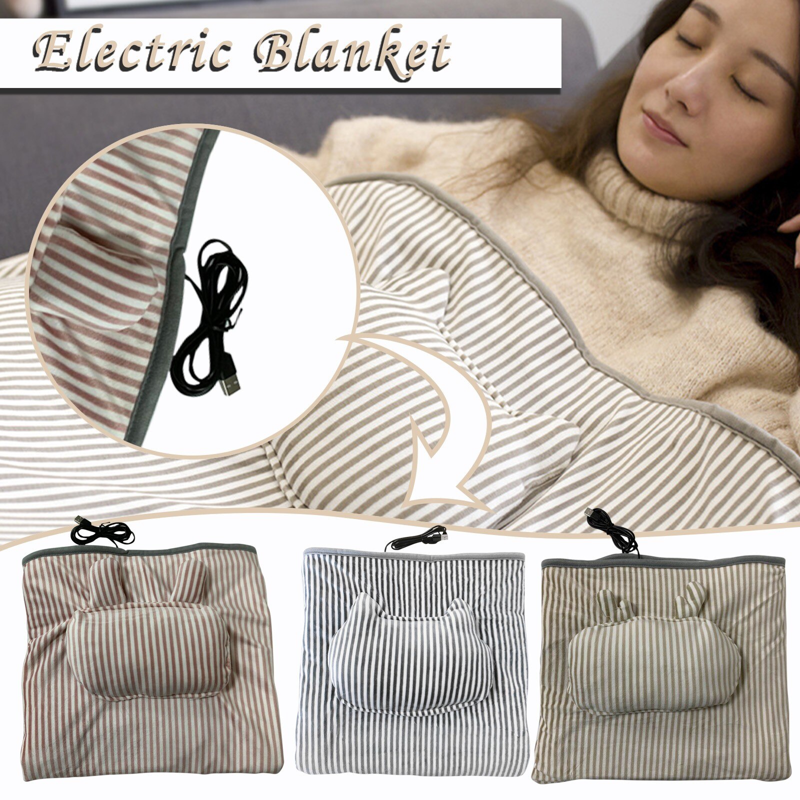 40# Multi Function Fast Heat Electric Blanket Heated Throw Over Blanket Warm Heater Bed Thermostat Soft Electric Heating Blanket