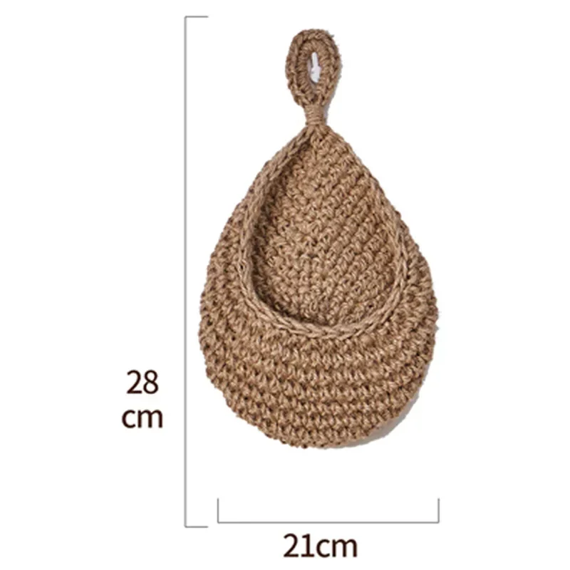 Hangende muur groente fruitmand organisator container decor voor keuken tuin mount muur plant bloem ui opslag handgeweven: Rood
