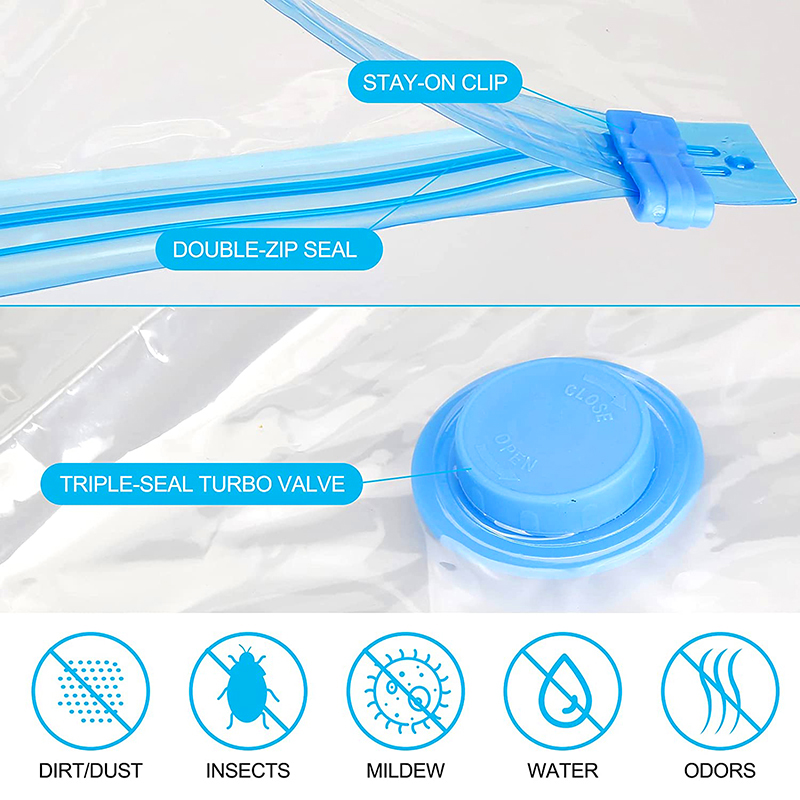Sac de rangement sous vide, sac de rangement sous vide pour vêtements, sac de rangement pour literie, oreillers, serviette, gain d'espace, sac de voyage scellé avec Valve
