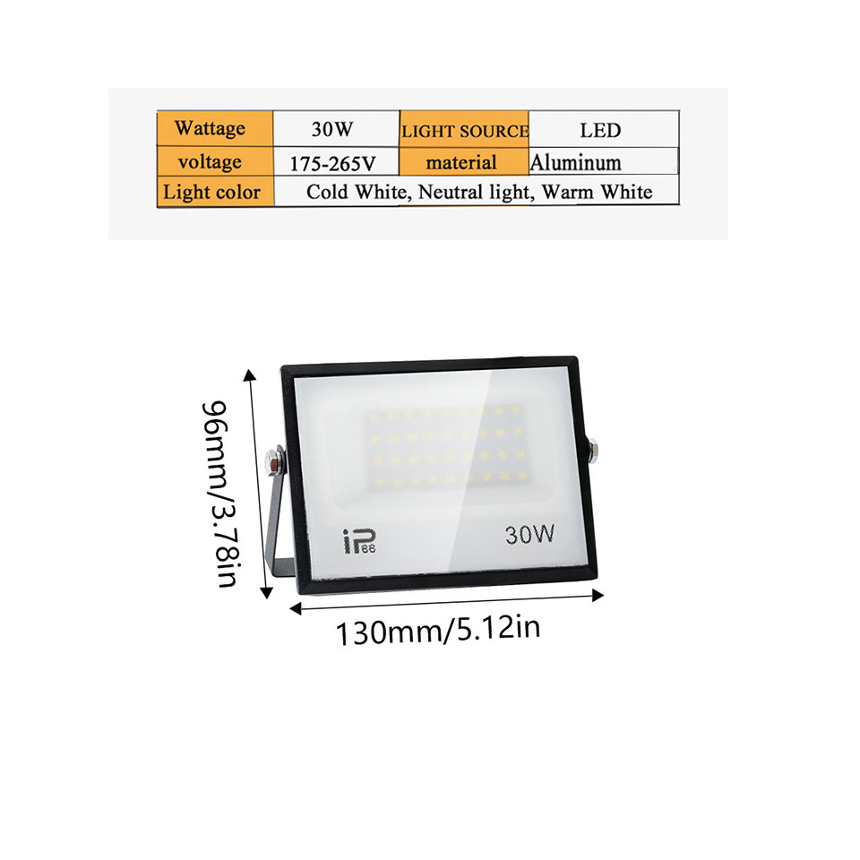 Foco LED impermeable IP66 220V 20W 30W 50W 100W 150W 200W 300W reflectores para exteriores iluminación de cartelera de fábrica al aire libre: M / orange