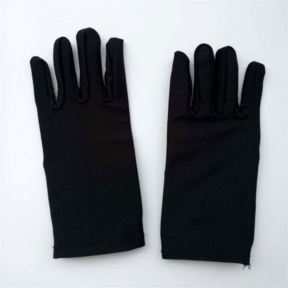 Guantes de baile para niños, manoplas elásticas de color blanco y negro para actuaciones en Festival, jardín de infancia, niñas y niños, guantes cortos ajustados, 1 par: Negro
