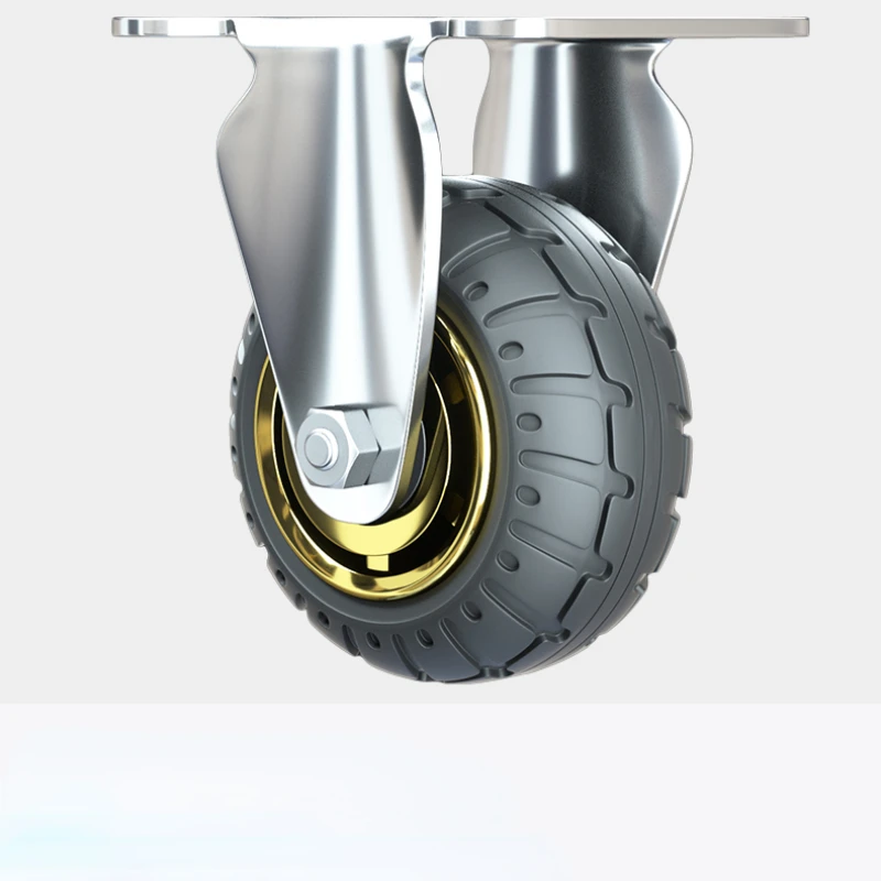 3/4/5 inch Universal Soft Rubber Furniture Casters One-Way Quiet Heavy Duty Caster Brake Wheels For Desk Carts