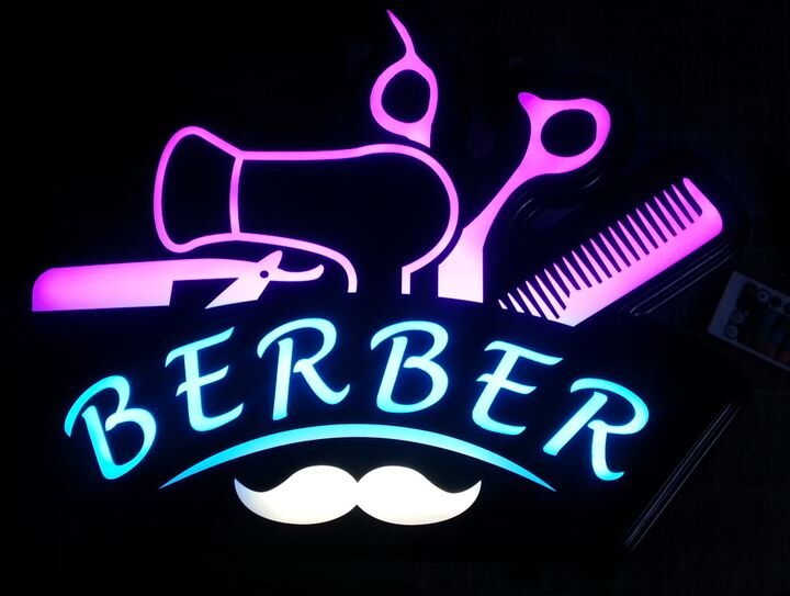 Barberledet neonskilt "operert 16 farger" 54 x 40cm