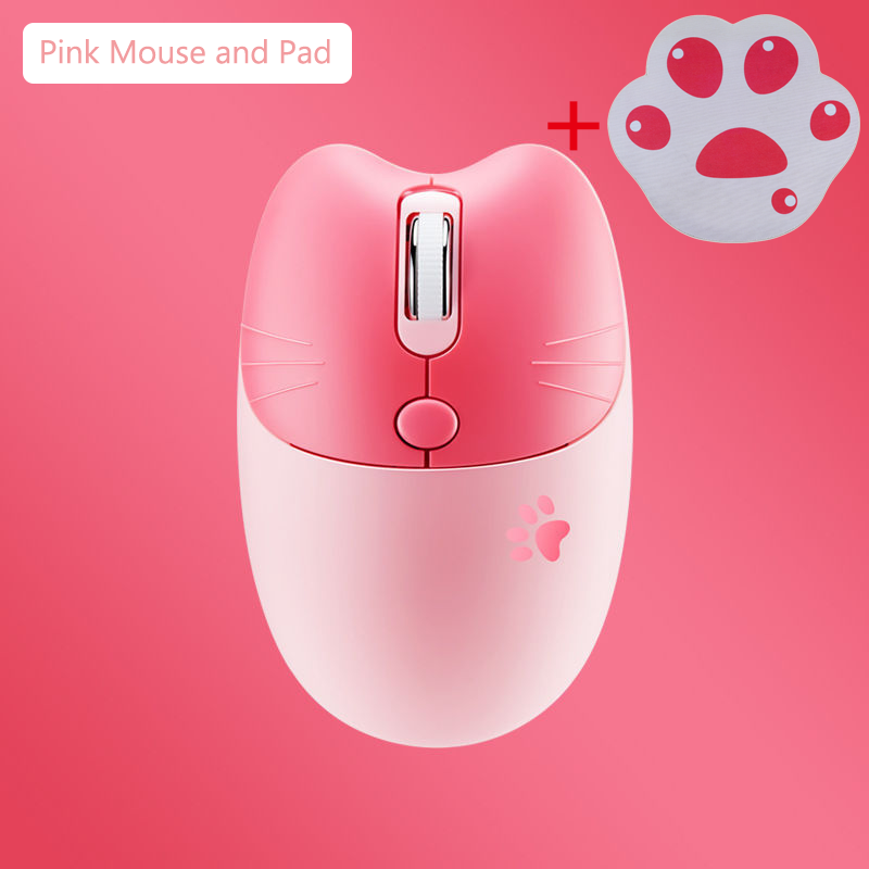 Usb Draadloze Muis Optische Stille Roze Muis 3 Dpi Verstelbare Ergonomische Muizen Spel Kantoor Leuke Mause Voor Laptop: Pink with white pad