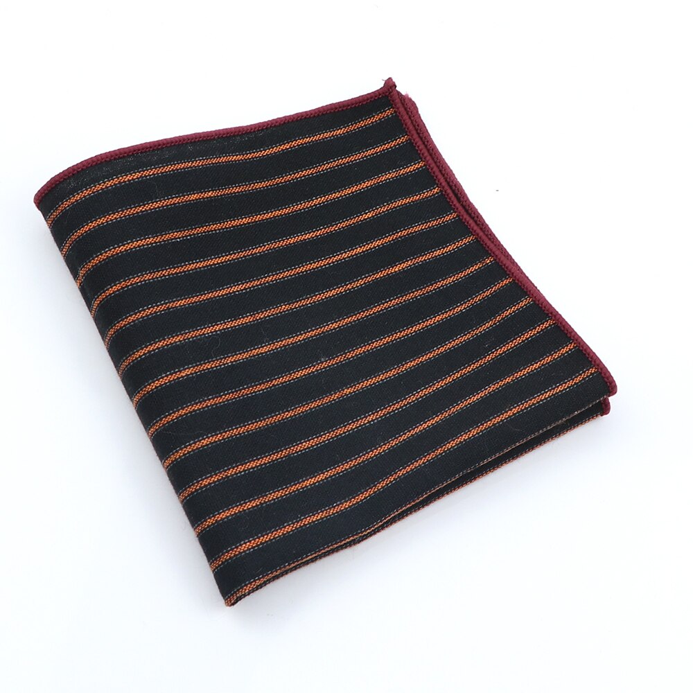 Mouchoir de poche en laine de coton pour hommes, 24CM de largeur, mouchoir épais rayé de couleur unie pour femmes et hommes, accessoire de soirée décontracté: 9