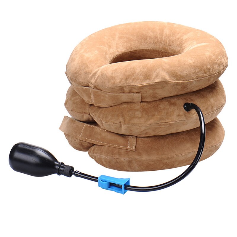 Neck Stretcher Air Cervical Traction Orthopedic Pillow Collar Pain Relief: beige