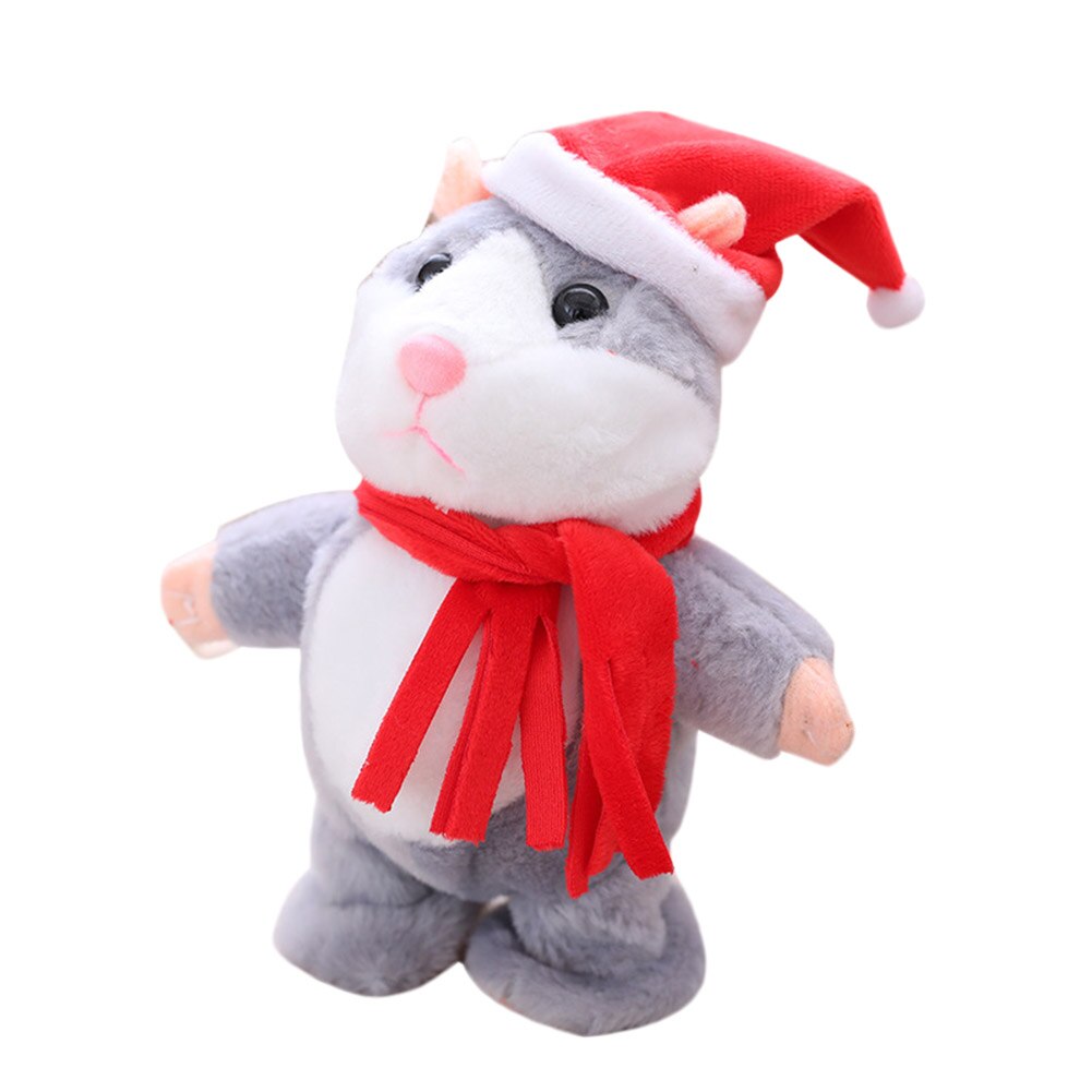 18cm optagelse gående elektrisk hamster børnelegetøj juloptagelse elektrisk hamster taler talende gående muselegetøj: Rødt tørklæde grå