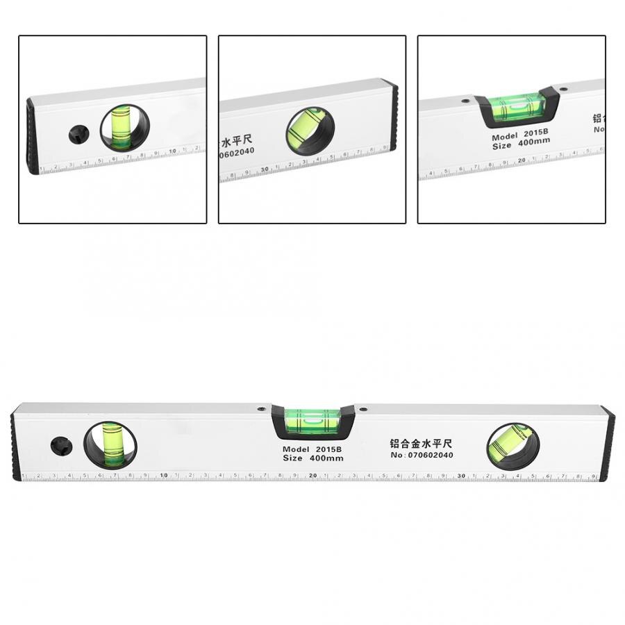 Spirit Level 400mm Sliver High Accuracy Magnetic Aluminum Alloy Bubble Ruler Spirit Level