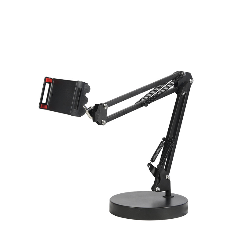 Extendable Metal Desktop Cell Phone Holder Desk Mobile Smartphone Phone Tablet Stand Mount with Suspension Boom Scissor Long Arm: flat clamp
