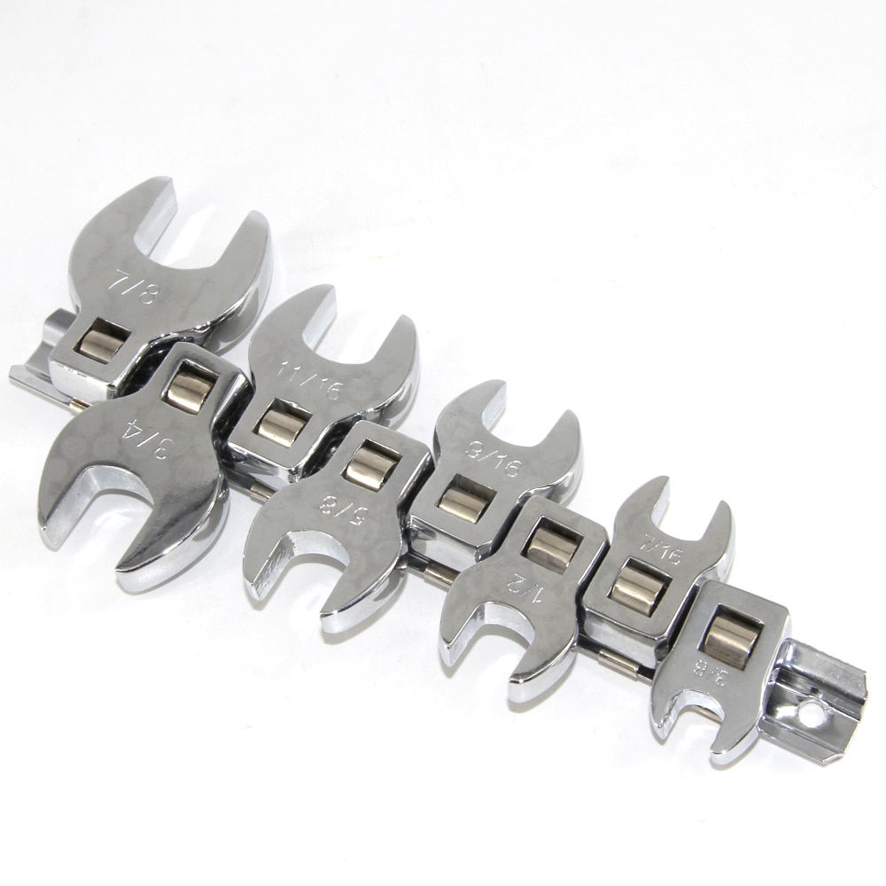 8 Pcs 3/8 Inch Drive Crowfoot Wrench Set 3/8 to 7/8 in. SAE Chrome Plated Crow Foot