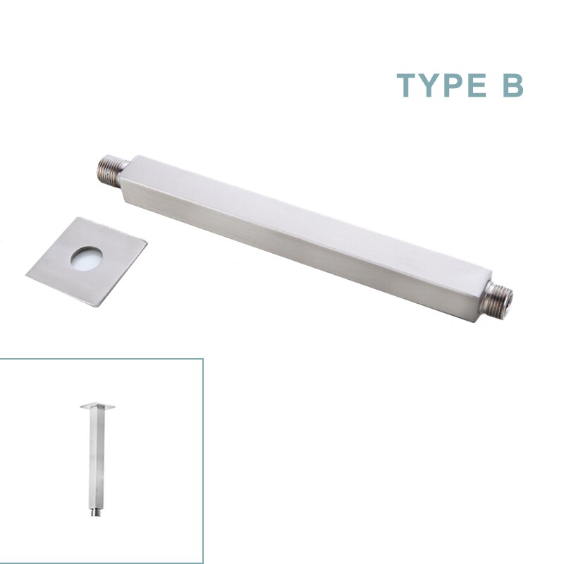 Wall Ceiling Mounted Shower Arm Stainless Steel Brushed Bathroom Shower Accessories Shower Head Fixed Pipe Round and Square G1/2: Ceiling Arm Square
