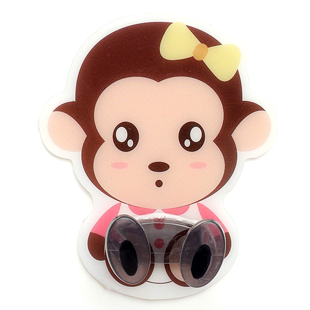 Multi-Purpose Hooks Power Cord Plug Bracket Wall Mounted Cartoon Animals Adhesive Strength Shelf Hook Socket Storage Rack Holder: monkey