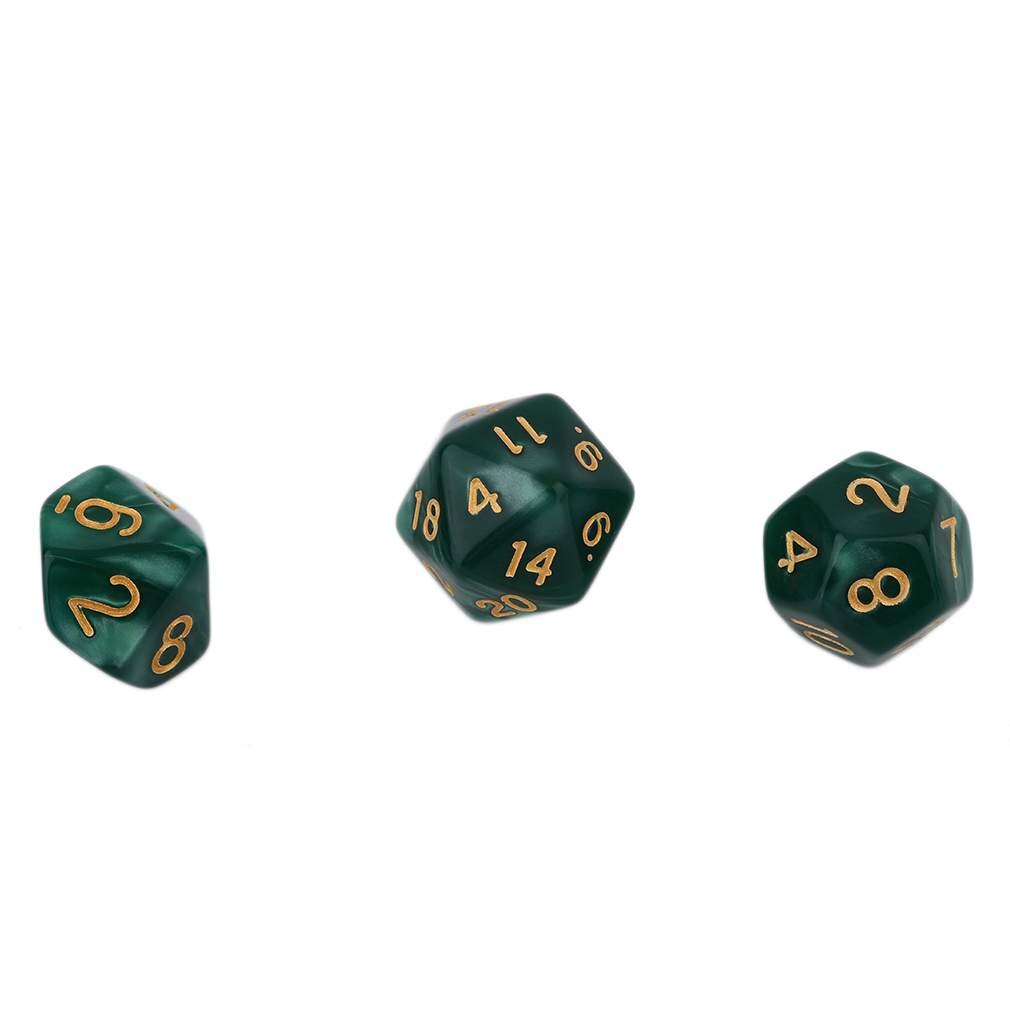 Heißer! Helle grüne Farbe 7 Pcs Set Kreative Multi-Faceted Perle Gemmed Acryl Dice16-20mm D4 D6 D8 D10 D12 D20