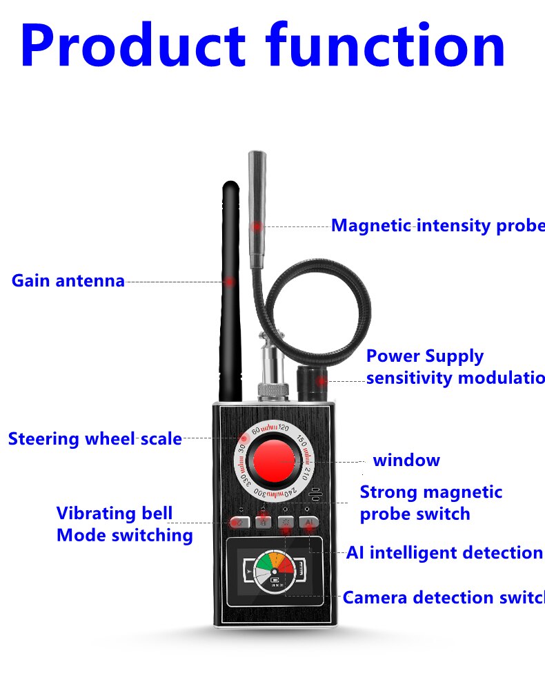 K88 Wireless Signal Detector Infrared Light Scanning Camera Detection High Intensity Magnetic Locator AI Intelligent Detection