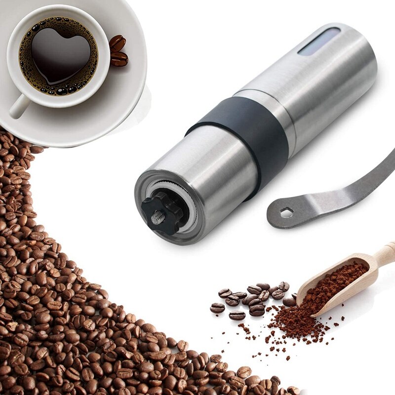 Black 304 Stainless Steel Manual Coffee Grinder, Manual Coffee Grinder, Coffee Grinder, Manual Pepper Grinder with Cleaning Brus