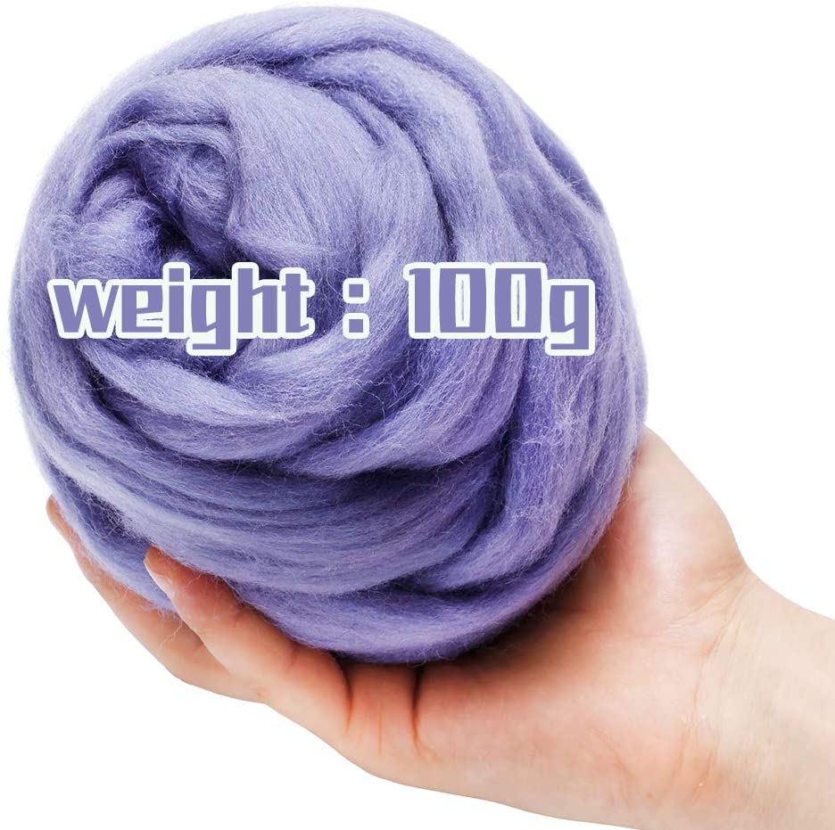 Imzay 3.53oz Wool Roving Yarn, Wool, Chunky Yarn, Spinning Wool Roving For Needle Felting Wet Felting DIY（gray）