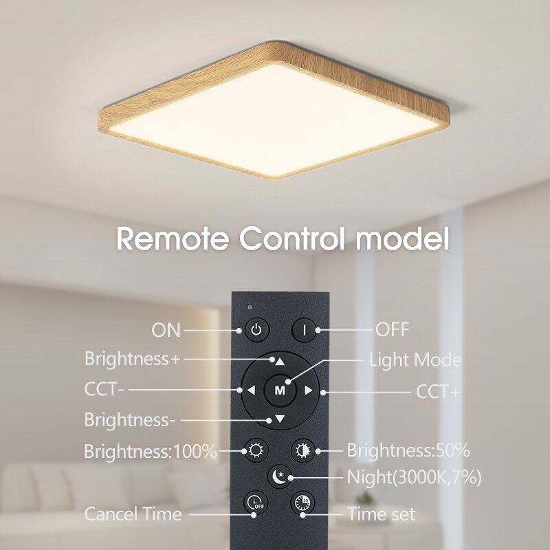 Marpou Tuya Smart Led Plafond Lamp Houtnerf App Voice Control Alexa/Google Afstandsbediening Vierkante Plafond Verlichting Living kamer