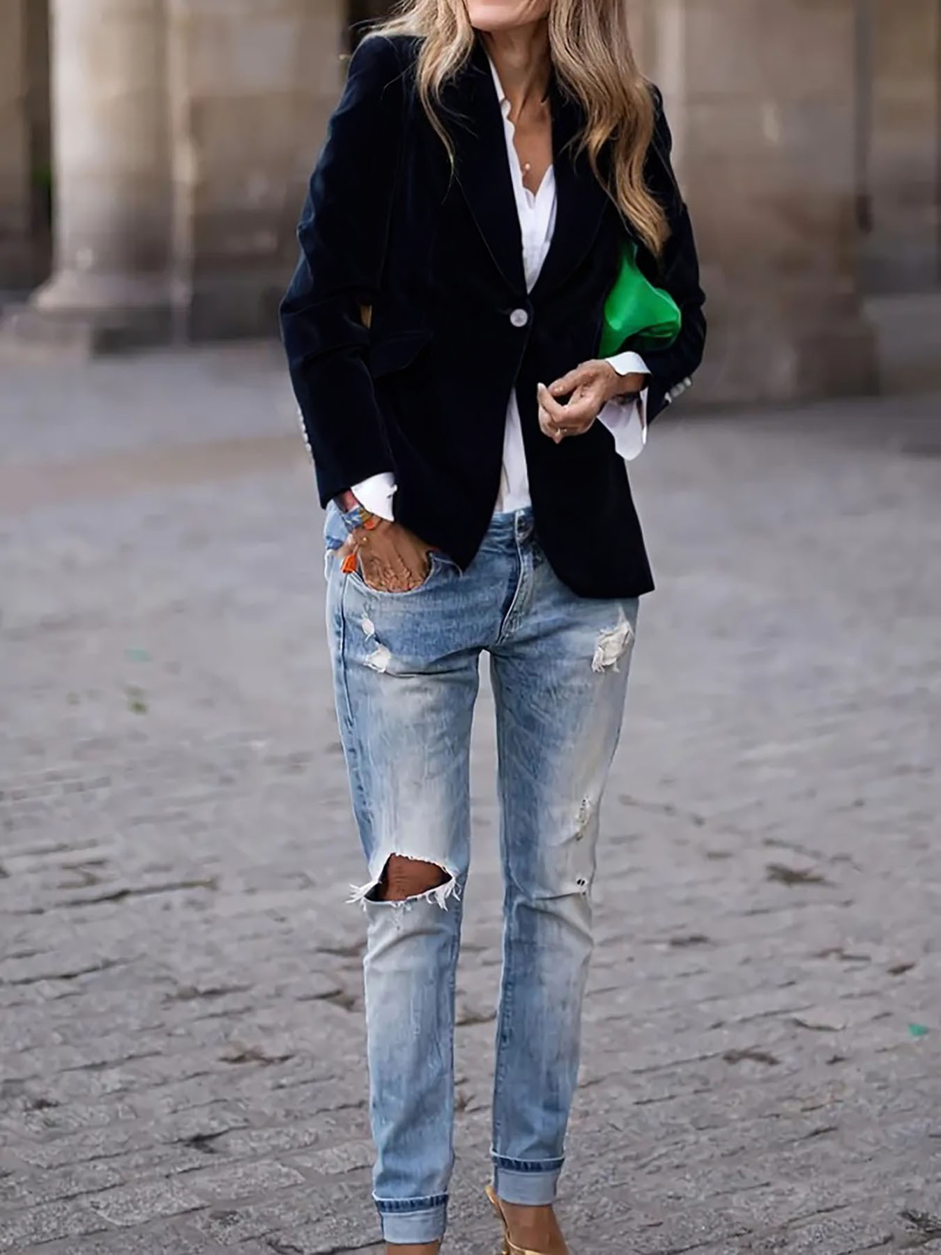 Dame Jakke Liten Fløyel - Vår Stilfull Business Casual Polert Pendler Stil: L / Svart