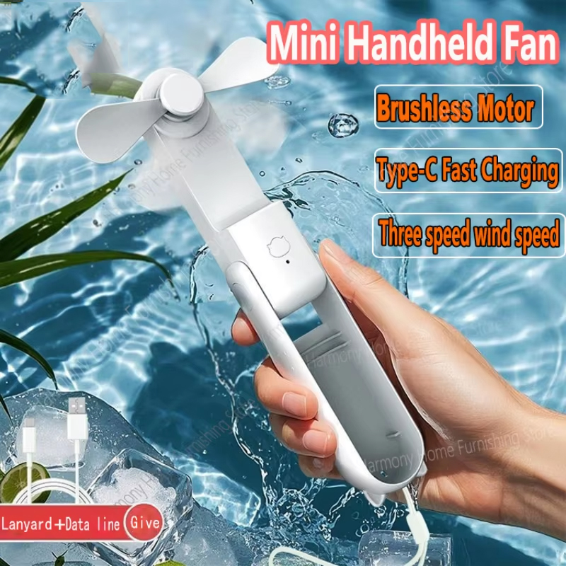 Mini Handheld Fan Small Pocket Fan USB Rechargeable Battery Fan Folding Cooling Hand Fan Mini USB Fan With Power Bank