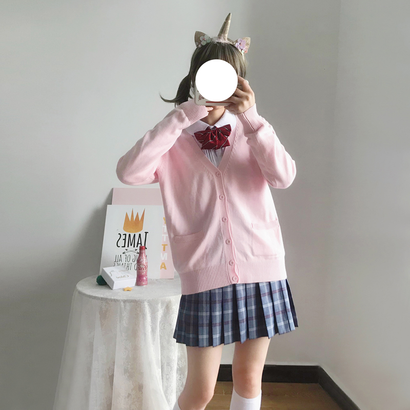 College Stijl Student Vest Zoete Jk Uniform Lolita Trui Koreaanse V-hals Trui Losse Uitloper Japanse School Uniform