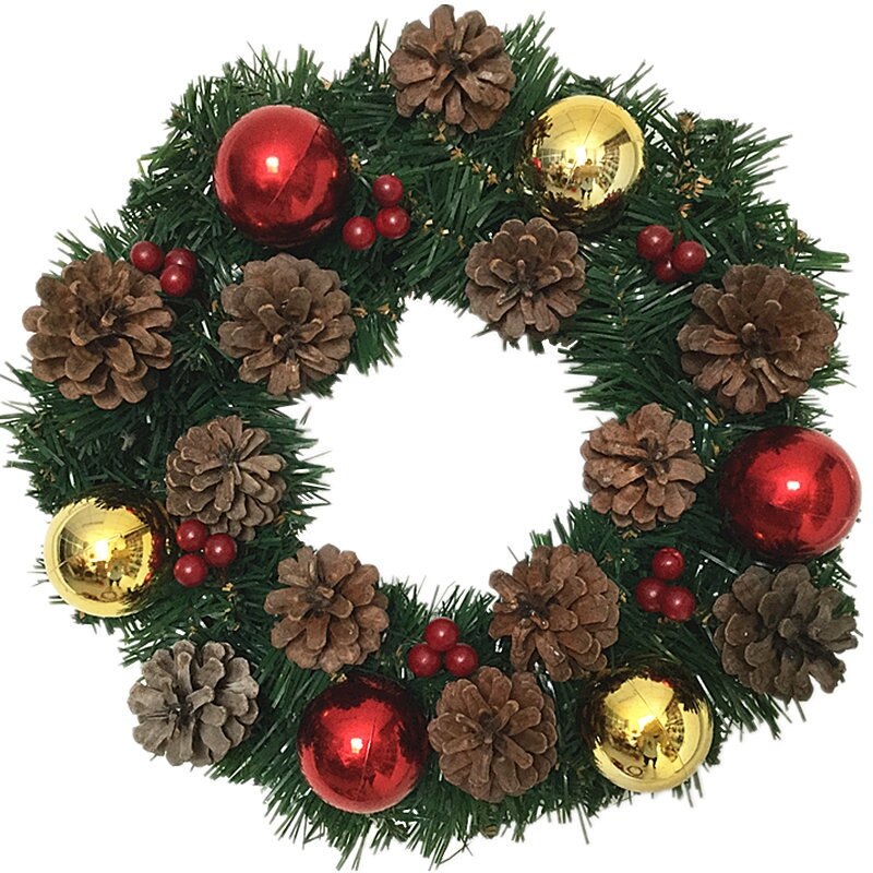 Christmas Wreath Artificial Green Leaf Wreath Front Door Boxwood Wreath Wall Wall Party Decoration: Default Title