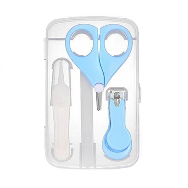 Baby Healthcare Kit Nail Care Set Portable Infant Finger Trimmer Cutter Scissors Clipper Storage Box Daily Cleaning Care Tools: blue