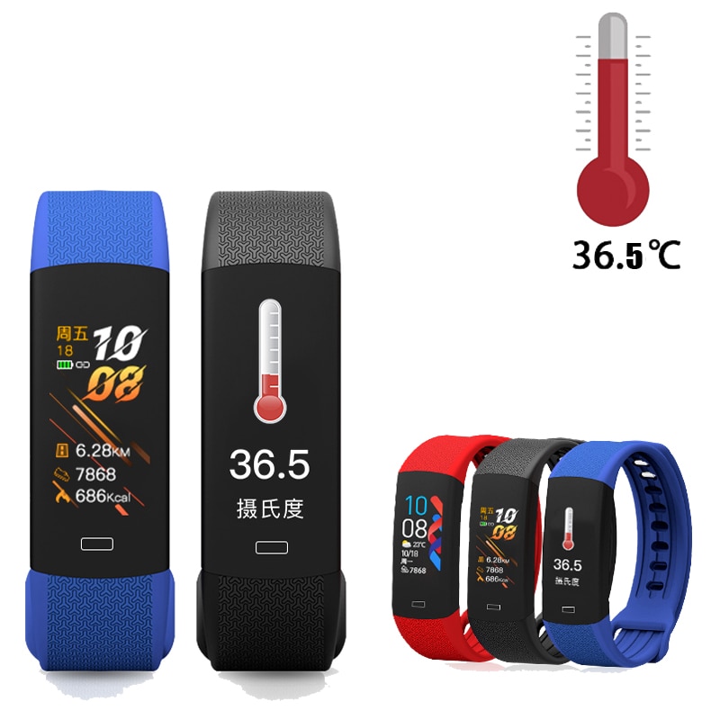 B6w smart armbånd termometer kropstemperatur måling sundhed 5 in 1 puls smart band ur vandtæt fitness tracker