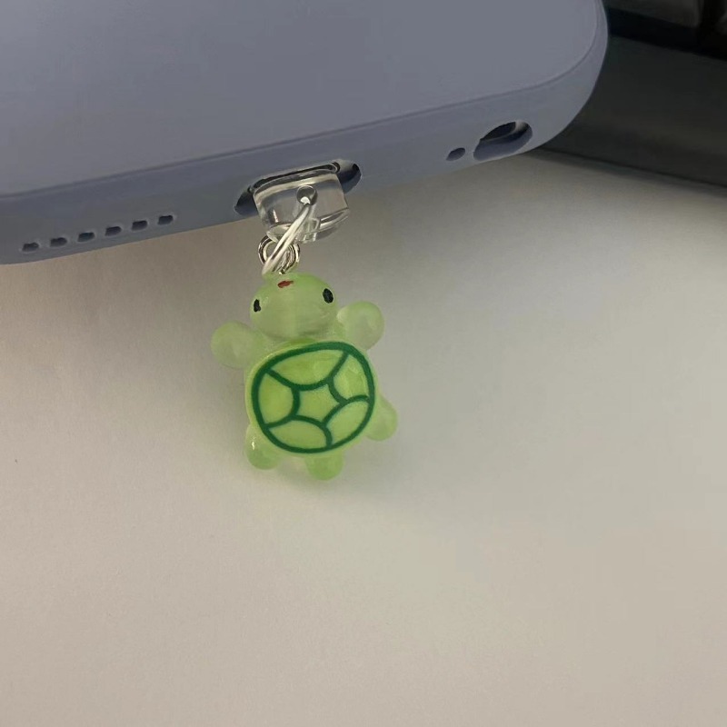 1pcs Cute Green Turtle Phone Dust plug Accessories Decoration Hanging Pendant for iPhone for Samsung Type-C Charging Port
