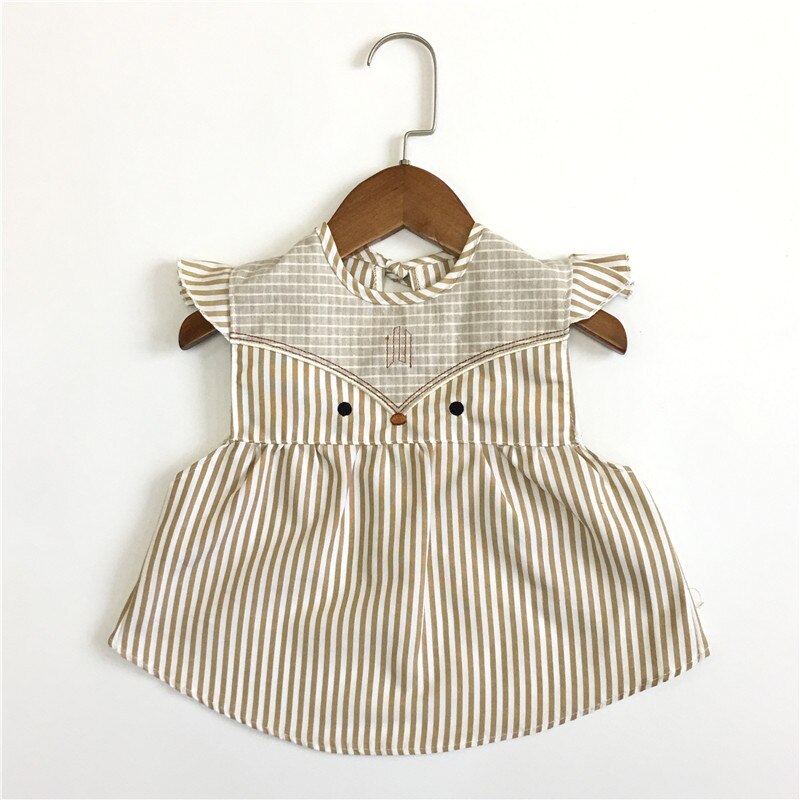 sommer Baby Lätzchen Baumwolle Cartoon Fox Fütterung Kleidung Kinder Zeichnung Kleidung Prinzessin Kleid: khaki