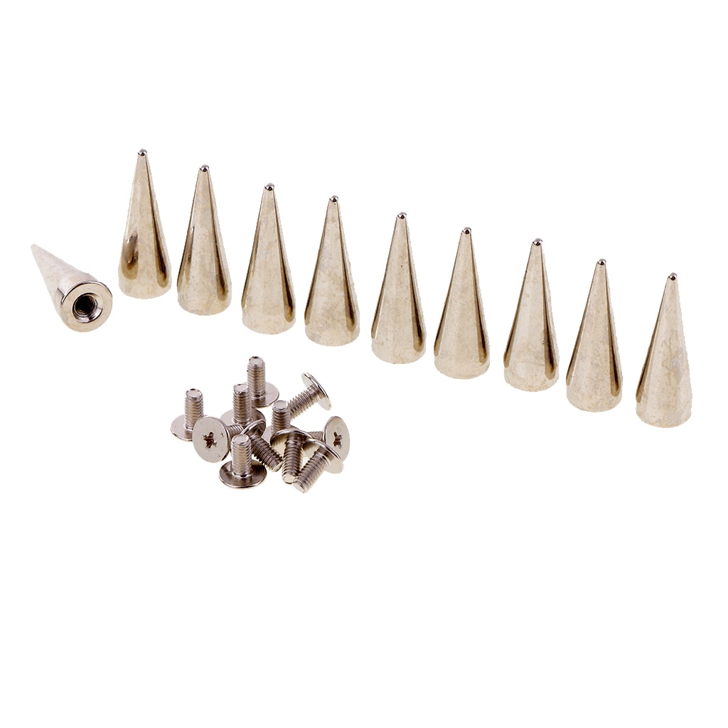 10pcs Cone Punk Rivet Metal Stud Spots Spike Screwback Leathercraft DIY