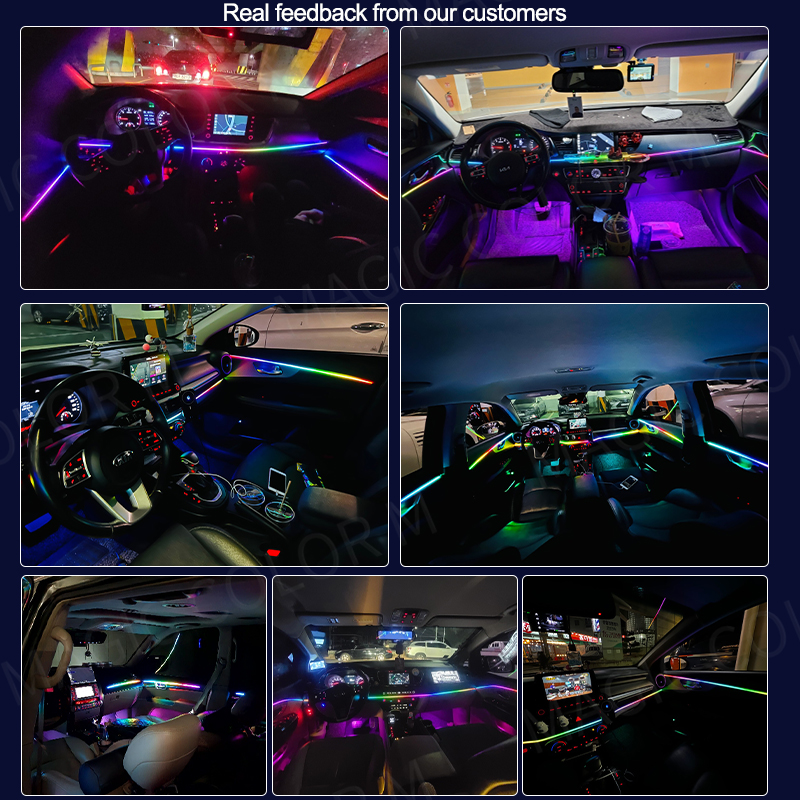 18 in 1 auto omgevingslicht 64 kleuren acrylstrips 110 cm 90 cm 75 cm 35 cm 20 cm volledige kleuren RGB auto-interieur Bluetooth app-bediening