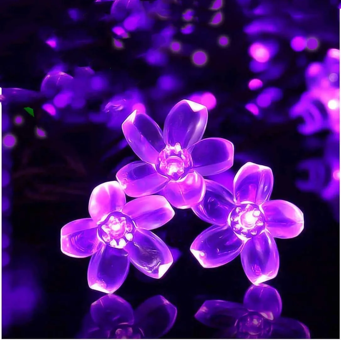 Solar Garden Light Led Flower Lighting Fairy String Lights Outdoor Christmas Chain Lamp Blossom Festoon Party Home Decoration: sunny yellow / 16-20W