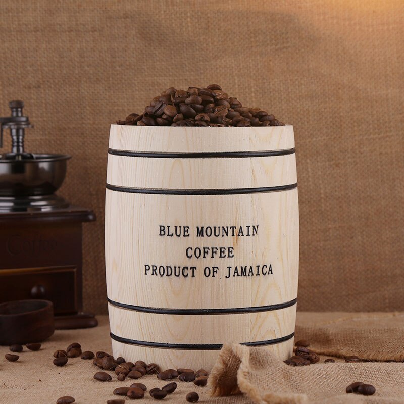 Coffee Beans 0ak Barrel Storage Airtight Wooden Container For Coffee Beans or Grounds Kitchen Box