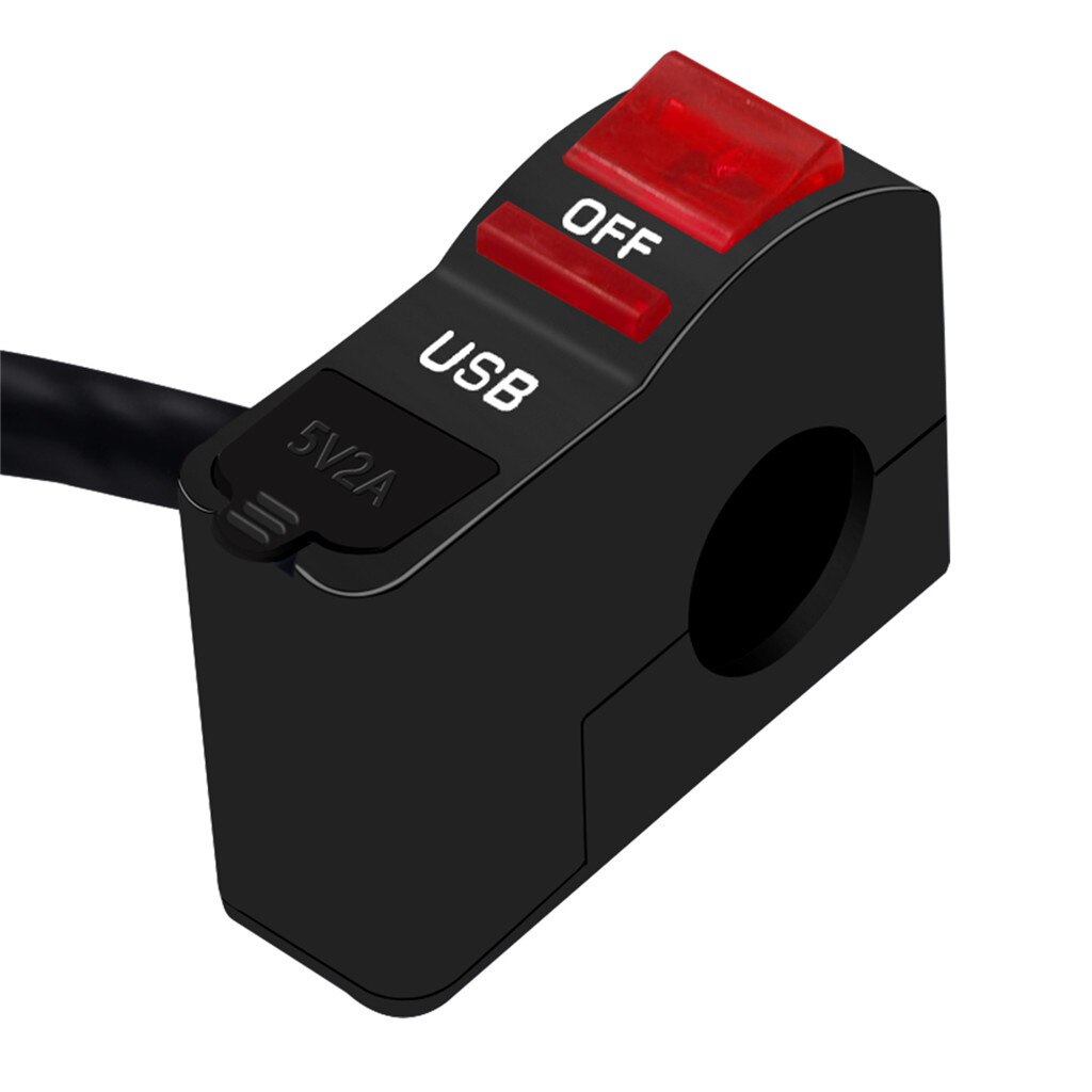 USB Port 12V Waterproof Motorcycle Handlebar Charger With Light Switch 5V 2A Adapter Power Supply Socket for Phone Mobile: RD
