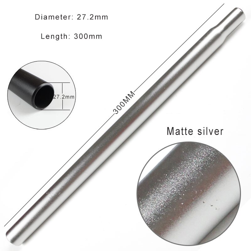 25.4/27.2Mm Mountain Mtb Bike Zadelpen Aluminium Zadelpen Lange Vaste Gea 350 450Mm Krimpbare Zadel fiets Accessoires: Silver 300MM