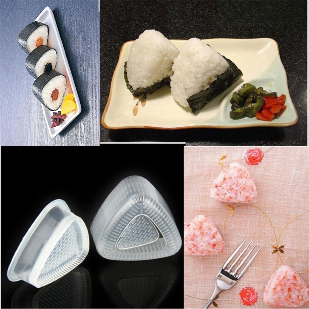 Molde de imprensa triangular de alimentos, 2 peças/1 conjunto, pressionador de sushi onigiri, forma triangular, bola de arroz, fabricante de imprensa transparente, prático, cozinha acessórios