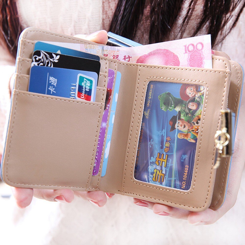 Bolsa feminina carteira bifold leaf carteira de couro titular do cartão de embreagem bolsa portafoglio donna billeteras para mujer monederos clip