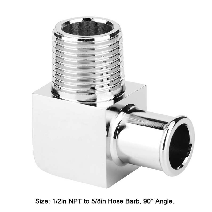 Heater Hose Connector Aluminum Alloy Heater Hose Fitting 90 Degree Connector 1/2in NPT to 5/8in Hose Barb Heater Hose Adapeter
