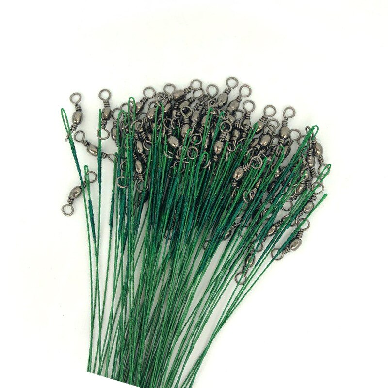 10Pcs Anti Bite Staal Vislijn 15Cm-30Cm Staaldraad Leider Met Swivel Vissen Accessoire Vissen draad Olta Leadcore Leash