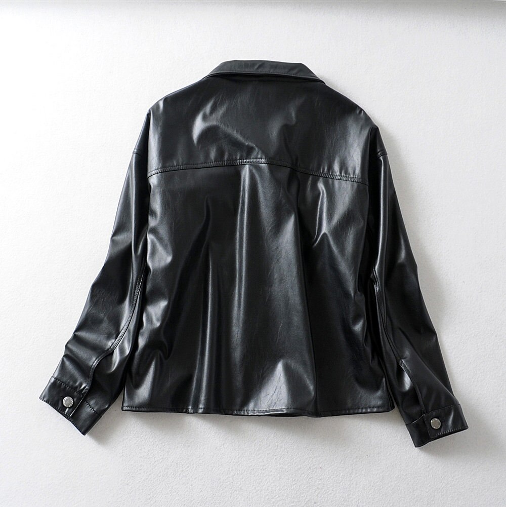 Winter faux leather jacket women fur coat Streetwear black leather jacket logn sleeve motorcycle biker jackets punk outwear