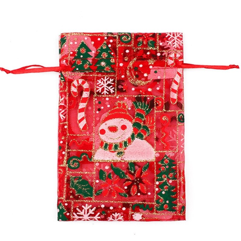 100 stuks kerst organza zakjes snoep doorschijnende zak sieraden bruiloft feest kerst verpakking display zakjes: 06
