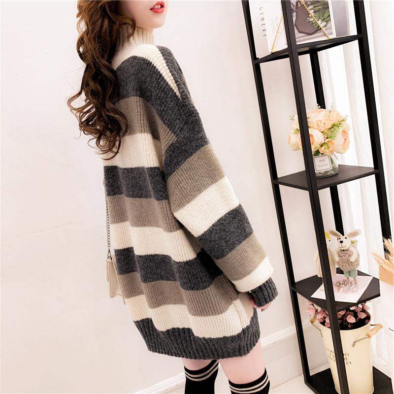 Postpartum Vrouwen Winter Borstvoeding Kleding Dikker Streep Coltrui Borstvoeding Trui Moederschap Mode Verpleging Gebreide Jas