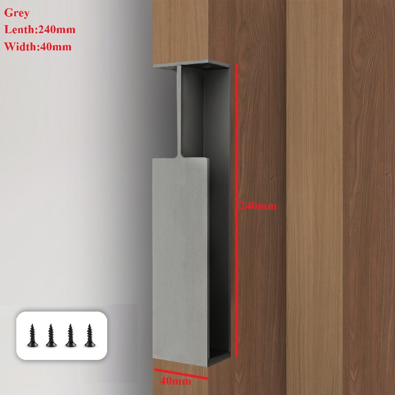 1Pc Aluminum Sliding Pocket Door Finger Pull Handle Black Grey Built-in Mount: BRONZE